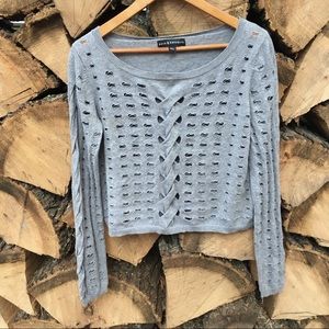 Rock & Republic crop cutout sweater grey small